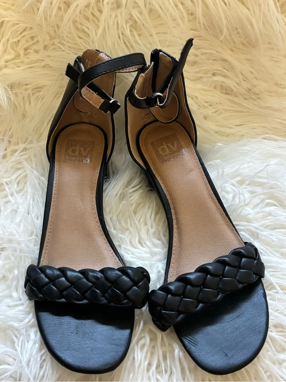 DV by Dolce Vita Black Braided Ankle-Strap Sandals